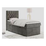 Łóżko kontynentalne PERA 90x200 - H3 - ciemnoszary, welwet - strona lewa