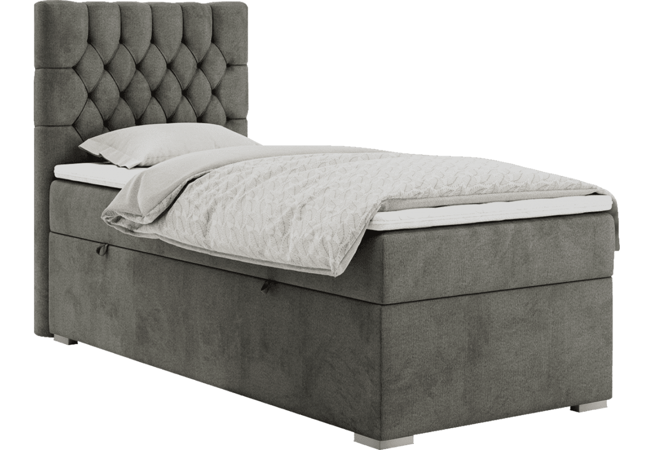 Łóżko kontynentalne PERA 90x200 - H3 - ciemnoszary, welwet - strona lewa