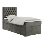 Łóżko kontynentalne PERA 90x200 - H3 - ciemnoszary, welwet - strona lewa