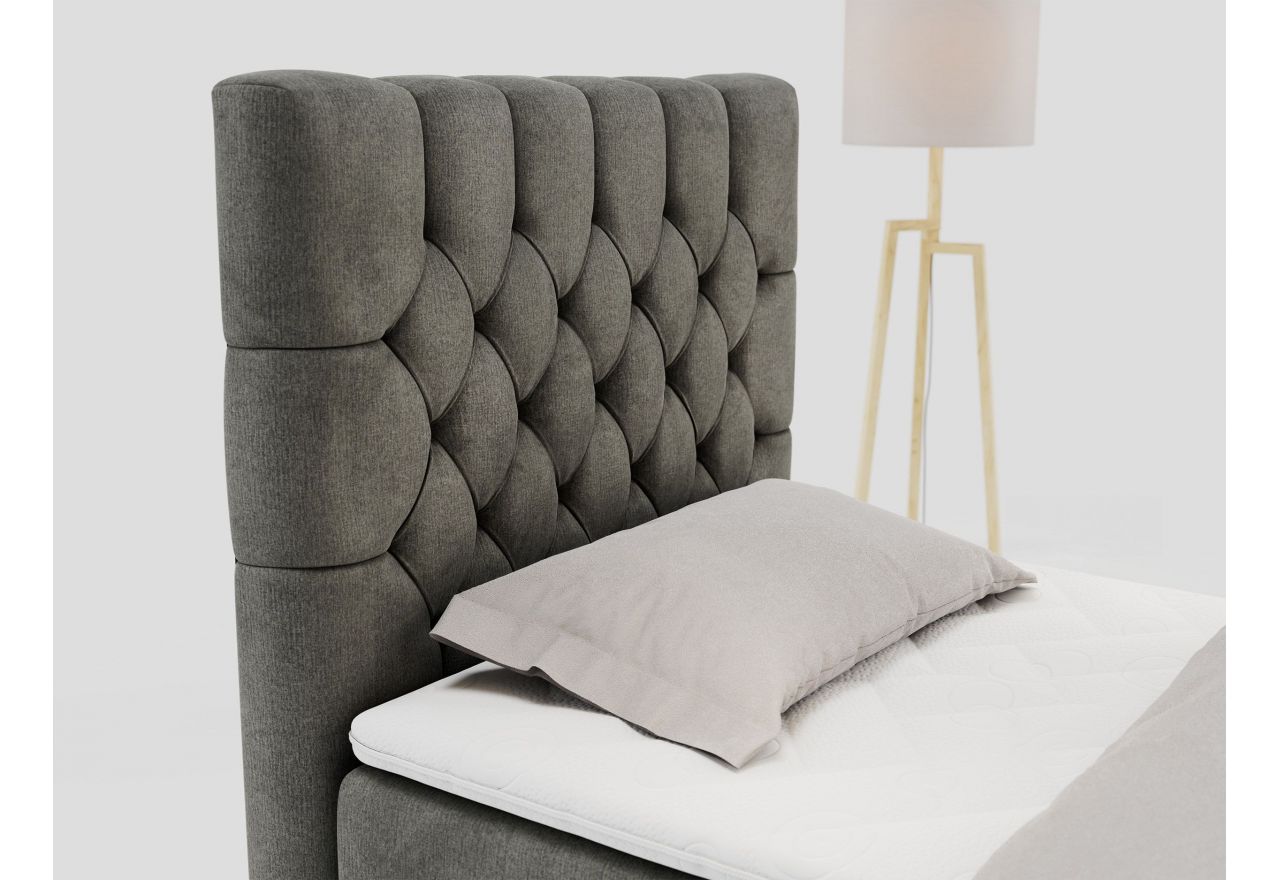 Łóżko kontynentalne PERA 90x200 - H3 - ciemnoszary, welwet - strona lewa