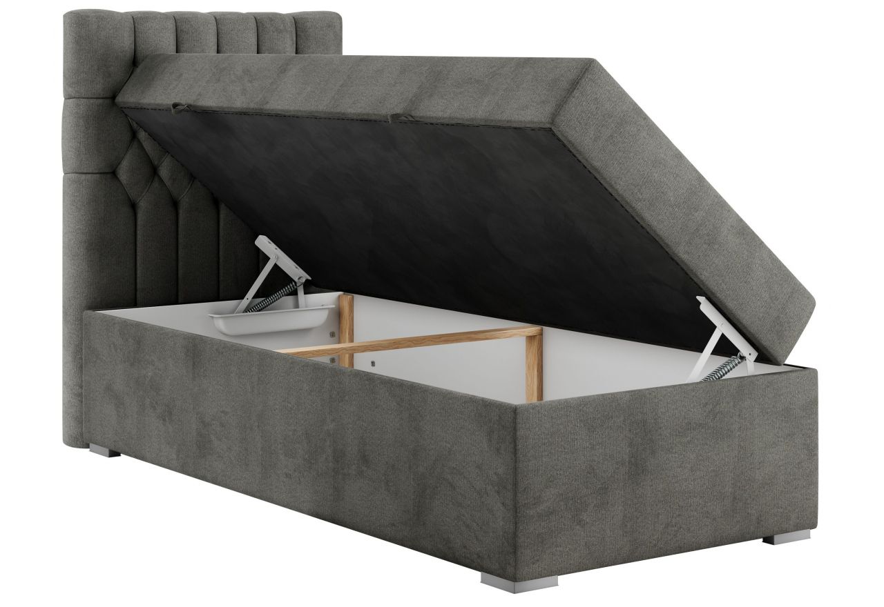 Łóżko kontynentalne PERA 90x200 - H3 - ciemnoszary, welwet - strona lewa