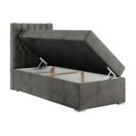 Łóżko kontynentalne PERA 90x200 - H3 - ciemnoszary, welwet - strona lewa