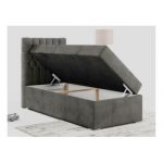 Łóżko kontynentalne PERA 90x200 - H4 - ciemnoszary, welwet - strona lewa