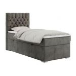 Łóżko kontynentalne PERA 90x200 - H4 - ciemnoszary, welwet - strona lewa