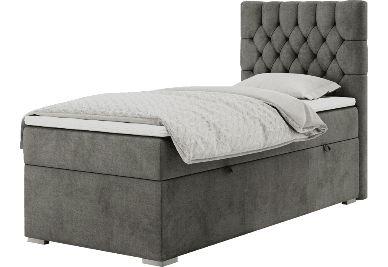 Łóżko kontynentalne PERA 90x200 - H3 - ciemnoszary, welwet - strona prawa