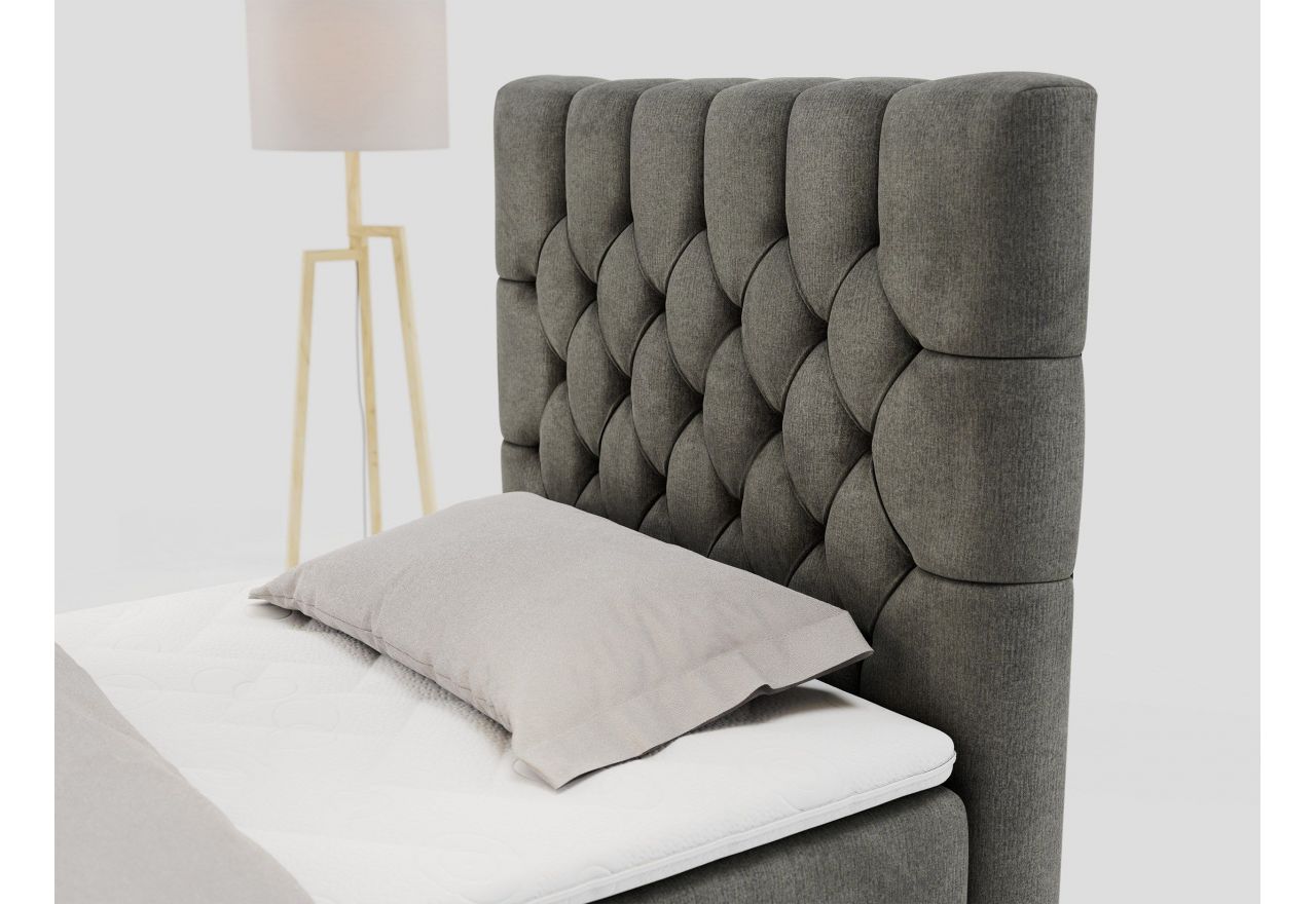 Łóżko kontynentalne PERA 90x200 - H3 - ciemnoszary, welwet - strona prawa