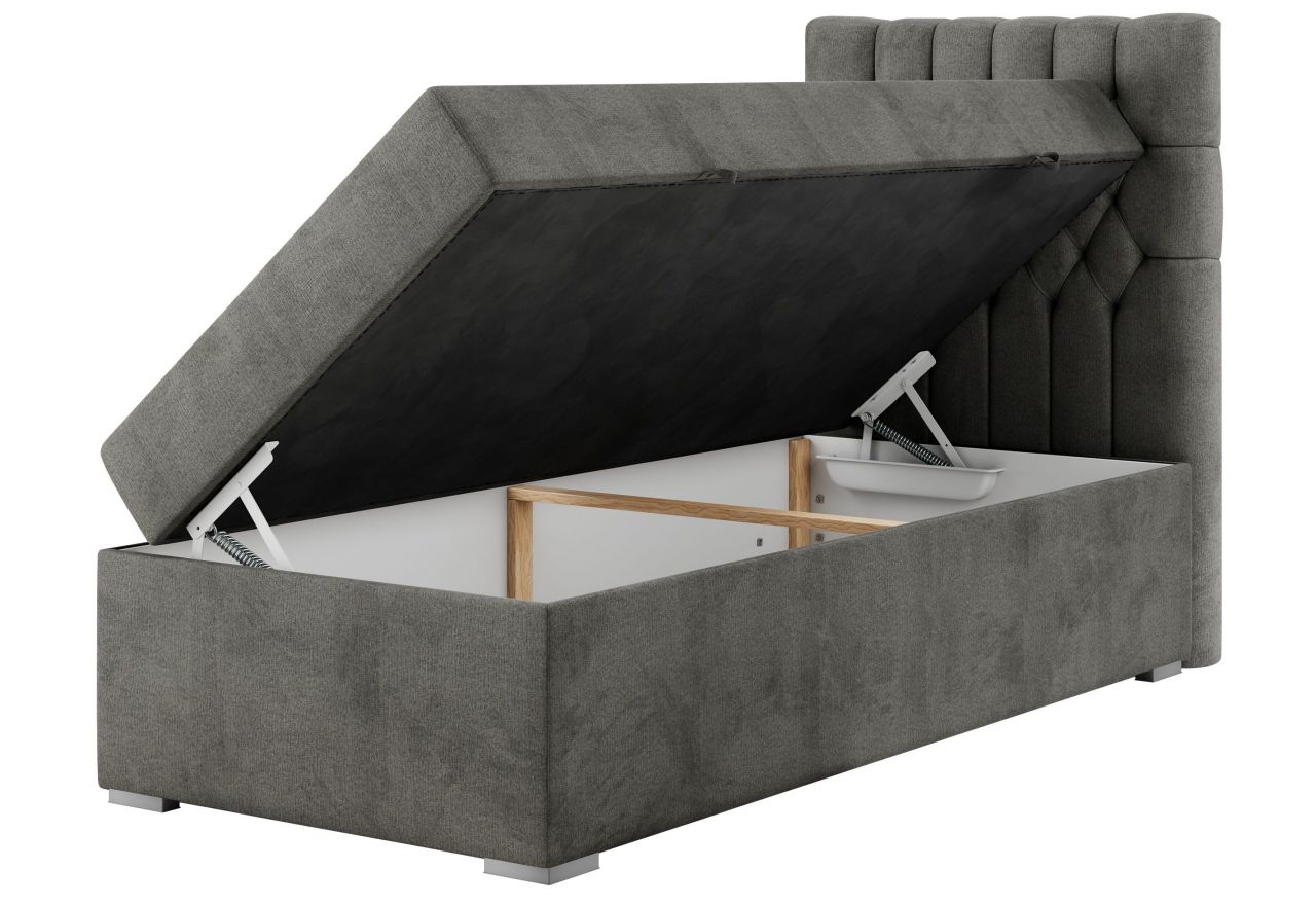 Łóżko kontynentalne PERA 90x200 - H3 - ciemnoszary, welwet - strona prawa