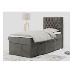 Łóżko kontynentalne PERA 90x200 - H4 - ciemnoszary, welwet - strona prawa