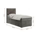 Łóżko kontynentalne PERA 90x200 - H4 - ciemnoszary, welwet - strona prawa