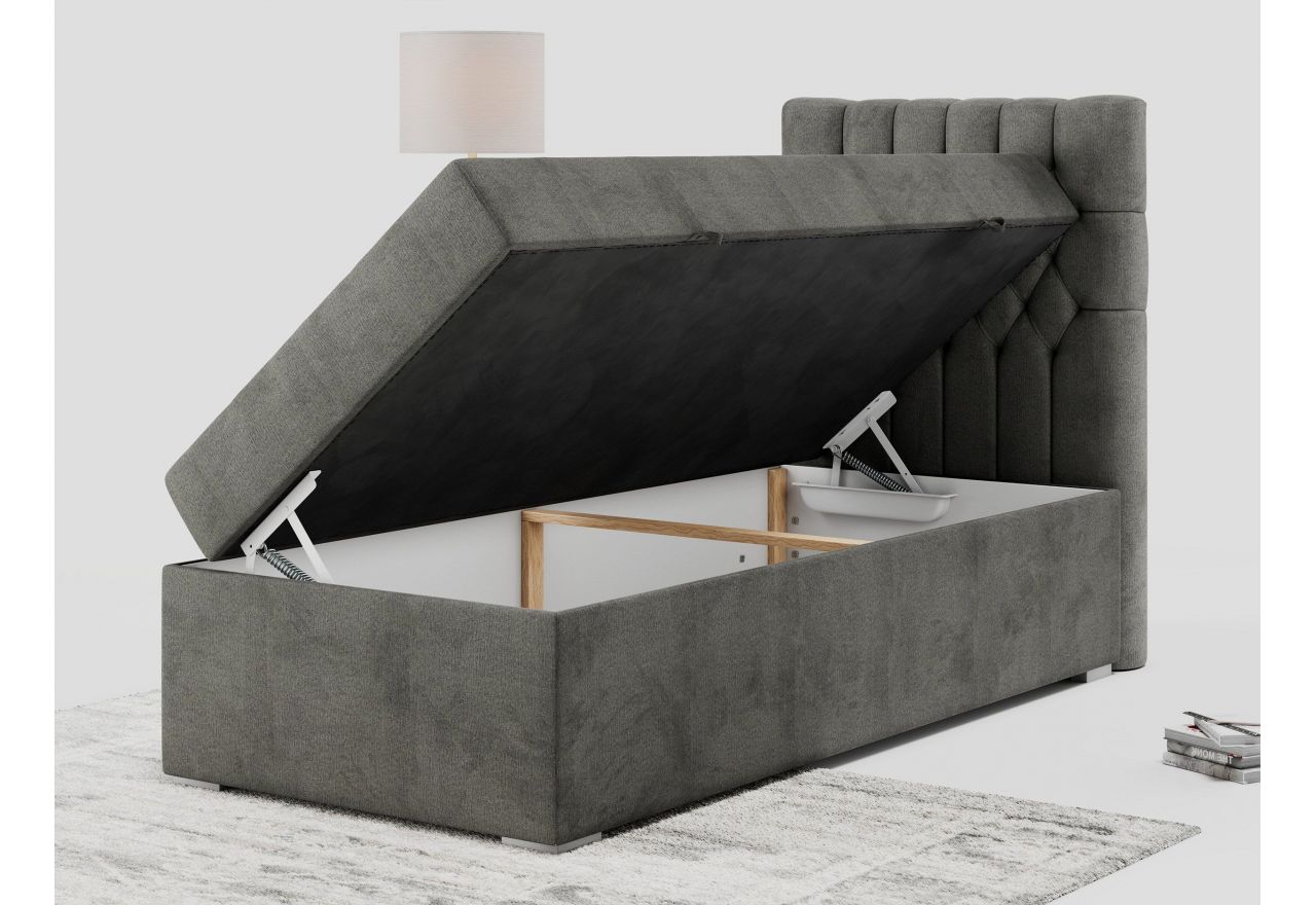 Łóżko kontynentalne PERA 90x200 - H4 - ciemnoszary, welwet - strona prawa