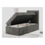 Łóżko kontynentalne PERA 90x200 - H4 - ciemnoszary, welwet - strona prawa