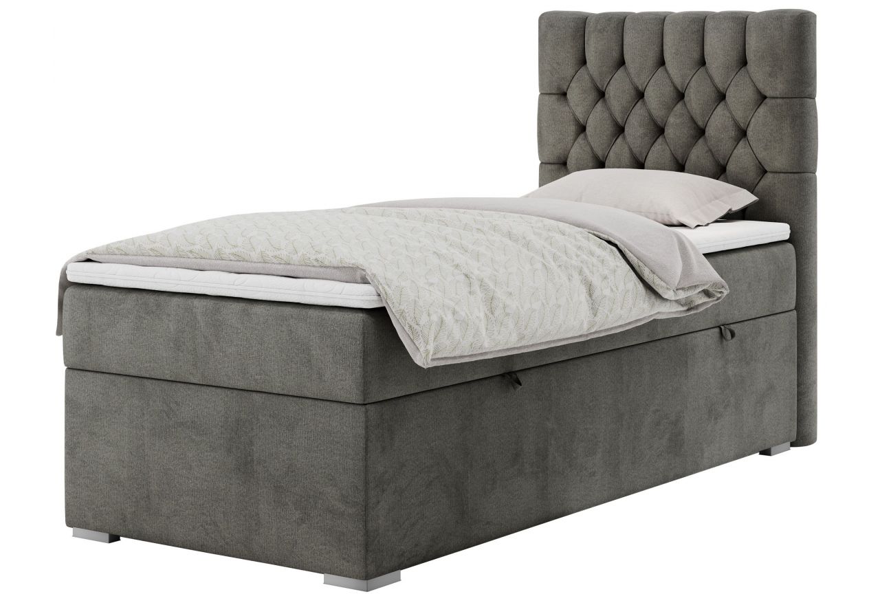 Łóżko kontynentalne PERA 90x200 - H4 - ciemnoszary, welwet - strona prawa