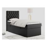 Łóżko kontynentalne PERA 90x200 - H3 - czarny, ekoskóra - strona lewa