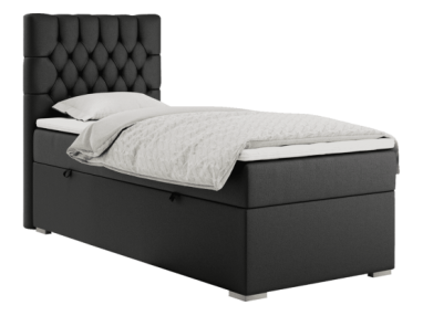 Łóżko kontynentalne PERA 90x200 - H3 - czarny, ekoskóra - strona lewa