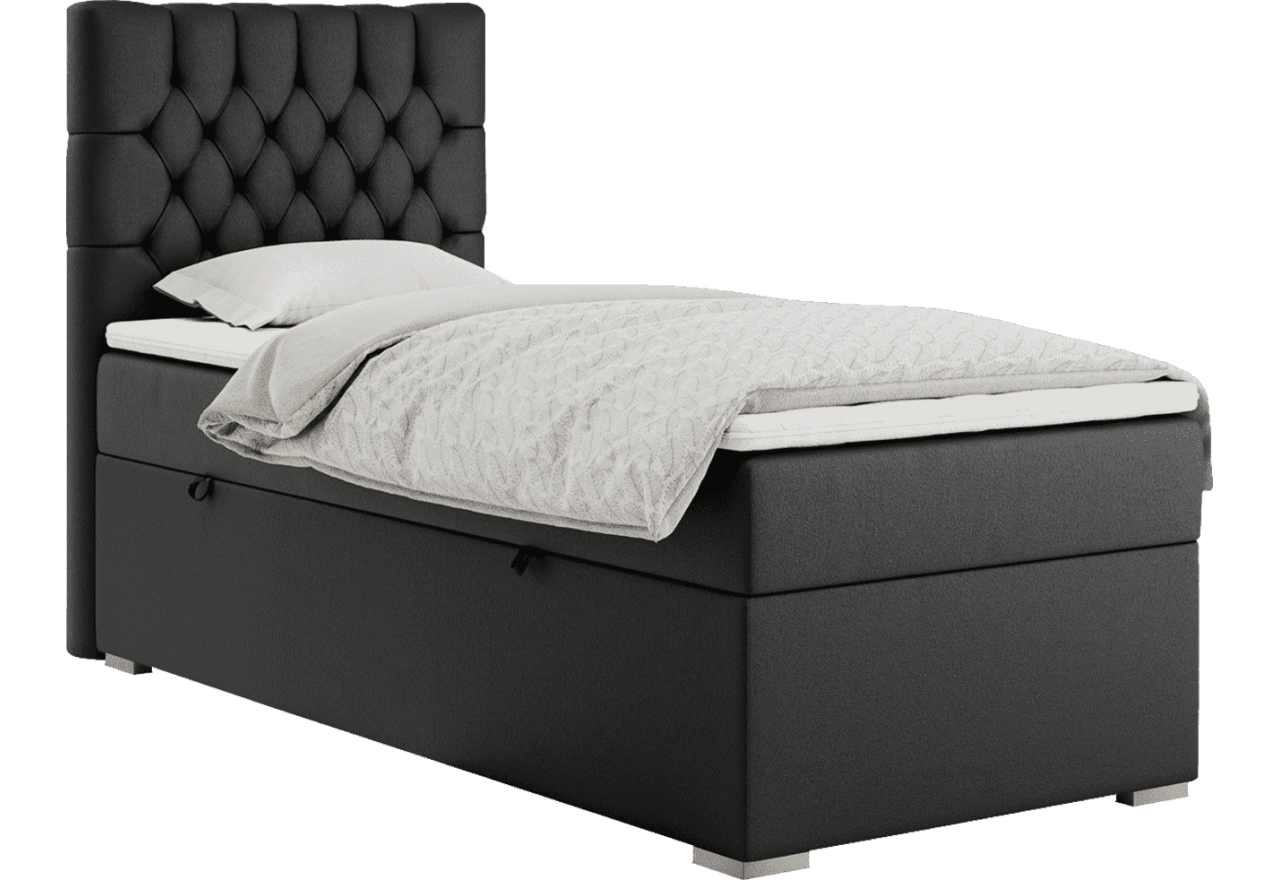 Łóżko kontynentalne PERA 90x200 - H3 - czarny, ekoskóra - strona lewa