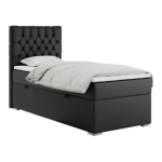 Łóżko kontynentalne PERA 90x200 - H3 - czarny, ekoskóra - strona lewa