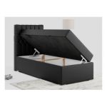 Łóżko kontynentalne PERA 90x200 - H3 - czarny, ekoskóra - strona lewa