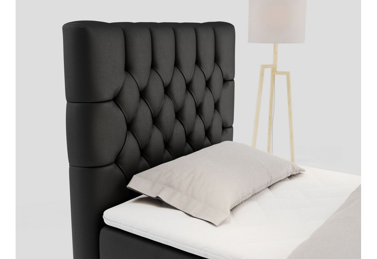 Łóżko kontynentalne PERA 90x200 - H3 - czarny, ekoskóra - strona lewa