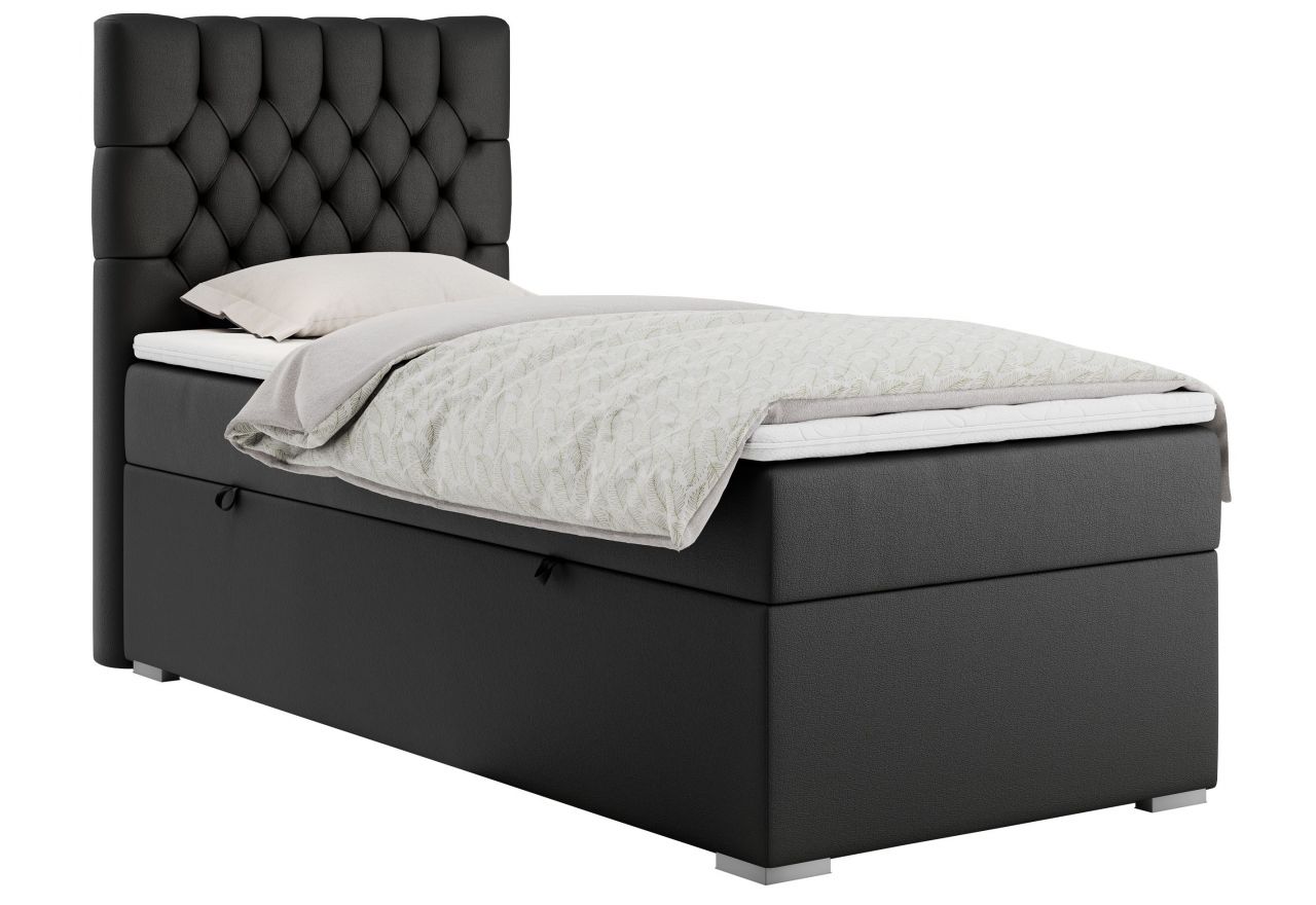 Łóżko kontynentalne PERA 90x200 - H3 - czarny, ekoskóra - strona lewa