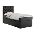 Łóżko kontynentalne PERA 90x200 - H3 - czarny, ekoskóra - strona lewa