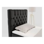 Łóżko kontynentalne PERA 90x200 - H4 - czarny, ekoskóra - strona lewa