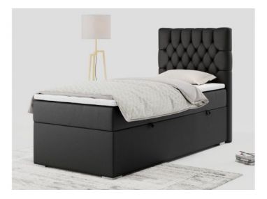 Łóżko kontynentalne PERA 90x200 - H3 - czarny, ekoskóra - strona prawa