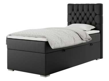 Łóżko kontynentalne PERA 90x200 - H3 - czarny, ekoskóra - strona prawa