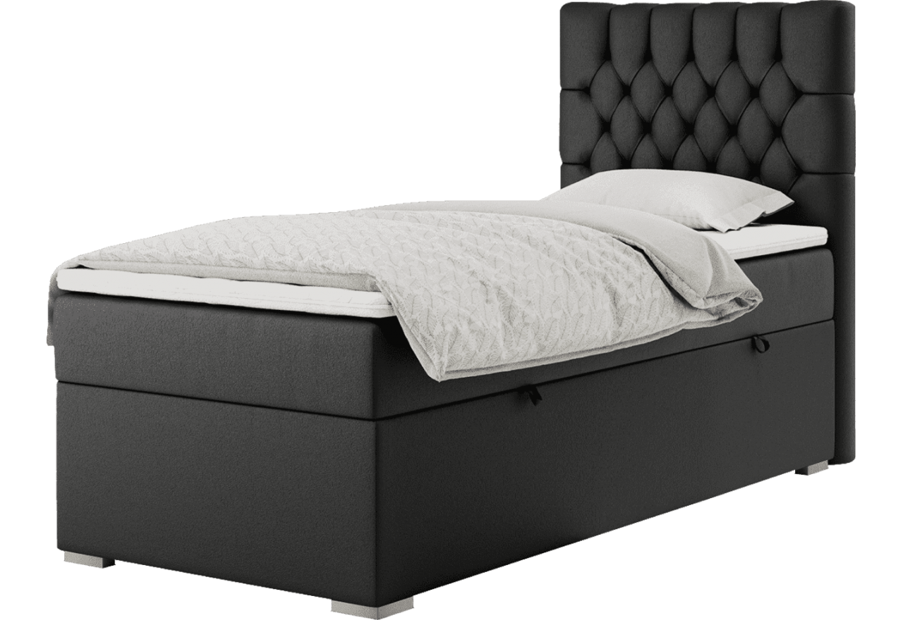 Łóżko kontynentalne PERA 90x200 - H3 - czarny, ekoskóra - strona prawa