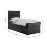 Łóżko kontynentalne PERA 90x200 - H3 - czarny, ekoskóra - strona prawa