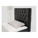 Łóżko kontynentalne PERA 90x200 - H3 - czarny, ekoskóra - strona prawa