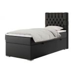 Łóżko kontynentalne PERA 90x200 - H3 - czarny, ekoskóra - strona prawa