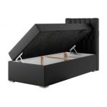 Łóżko kontynentalne PERA 90x200 - H3 - czarny, ekoskóra - strona prawa