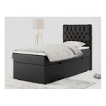 Łóżko kontynentalne PERA 90x200 - H4 - czarny, ekoskóra - strona prawa