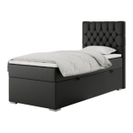 Łóżko kontynentalne PERA 90x200 - H4 - czarny, ekoskóra - strona prawa