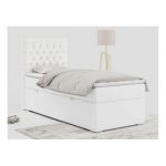 Łóżko kontynentalne PERA 90x200 - H3 - biały, ekoskóra - strona lewa