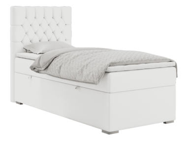 Łóżko kontynentalne PERA 90x200 - H3 - biały, ekoskóra - strona lewa