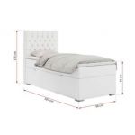 Łóżko kontynentalne PERA 90x200 - H3 - biały, ekoskóra - strona lewa