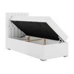 Łóżko kontynentalne PERA 90x200 - H3 - biały, ekoskóra - strona lewa