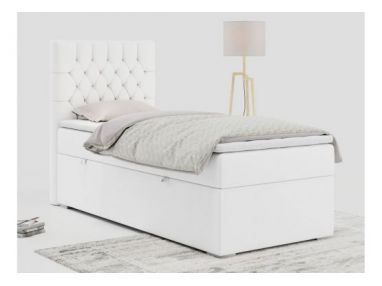 Łóżko kontynentalne PERA 90x200 - H4 - biały, ekoskóra - strona lewa