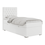 Łóżko kontynentalne PERA 90x200 - H4 - biały, ekoskóra - strona lewa