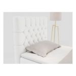 Łóżko kontynentalne PERA 90x200 - H4 - biały, ekoskóra - strona lewa