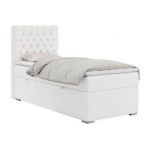 Łóżko kontynentalne PERA 90x200 - H4 - biały, ekoskóra - strona lewa