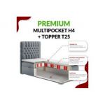 Łóżko kontynentalne PERA 90x200 - H4 - biały, ekoskóra - strona lewa