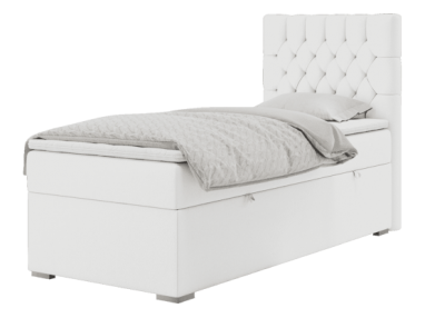 Łóżko kontynentalne PERA 90x200 - H3 - biały, ekoskóra - strona prawa