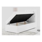 Łóżko kontynentalne PERA 90x200 - H3 - biały, ekoskóra - strona prawa