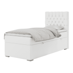 Łóżko kontynentalne PERA 90x200 - H4 - biały, ekoskóra - strona prawa