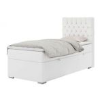 Łóżko kontynentalne PERA 90x200 - H4 - biały, ekoskóra - strona prawa