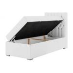 Łóżko kontynentalne PERA 90x200 - H4 - biały, ekoskóra - strona prawa