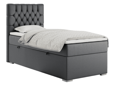 Łóżko kontynentalne PERA 90x200 - H3 - ciemnoszary, ekoskóra - strona lewa