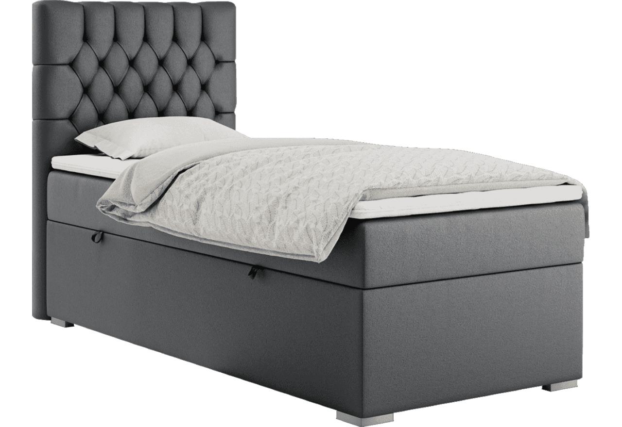 Łóżko kontynentalne PERA 90x200 - H3 - ciemnoszary, ekoskóra - strona lewa